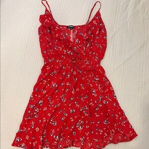 Express Vibrant Red Floral Dress size S